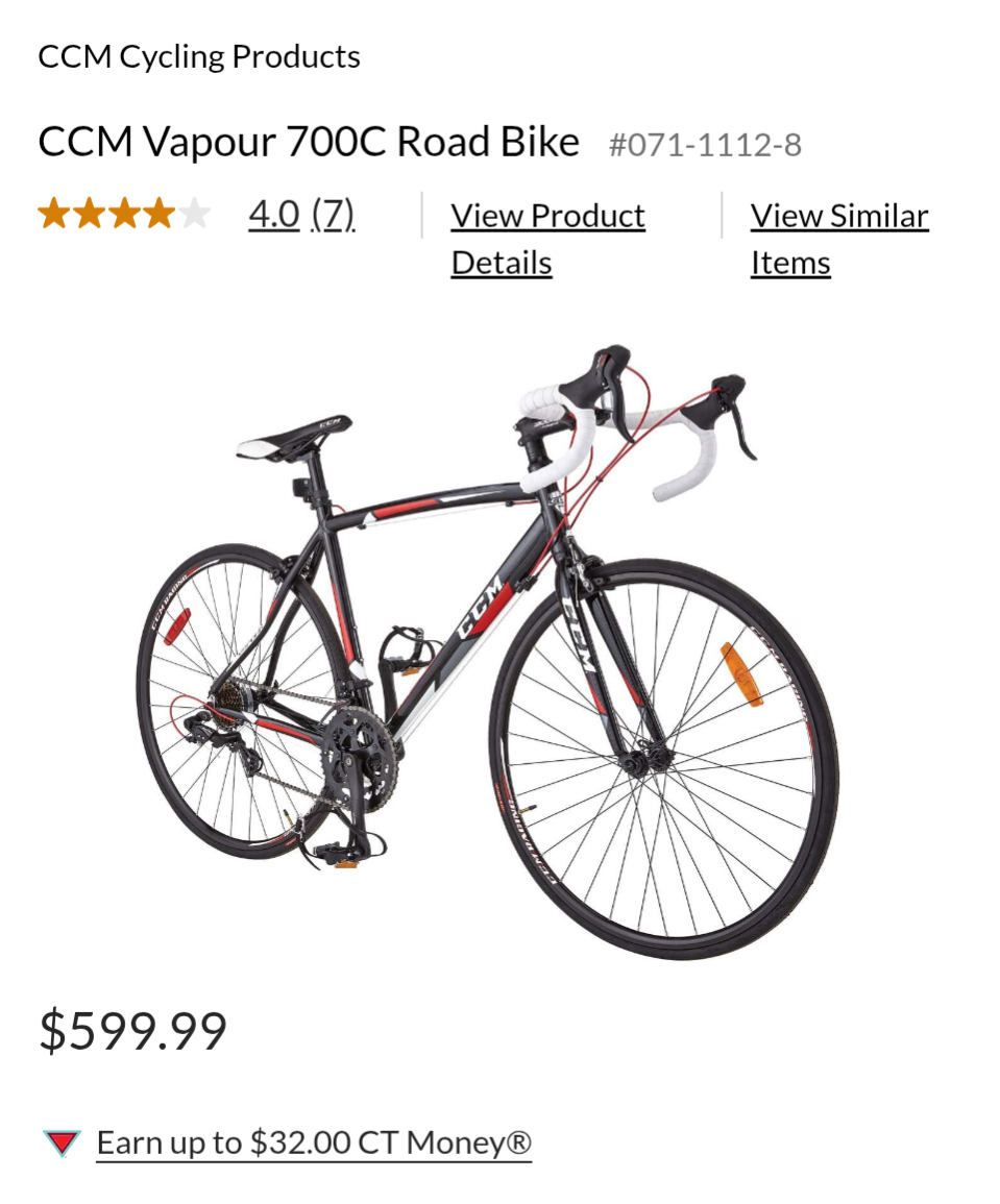 CCM Vapour 700C Road Bike