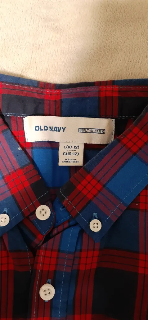 Old Navy Plaid Shirt - Size L (10-12) image indicator(3)