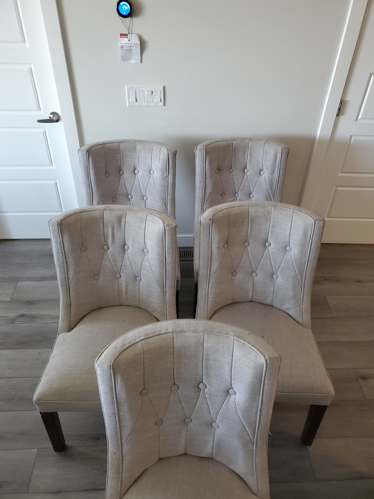 Set of 5 Dining Chairs - Grey Fabric - photo 3