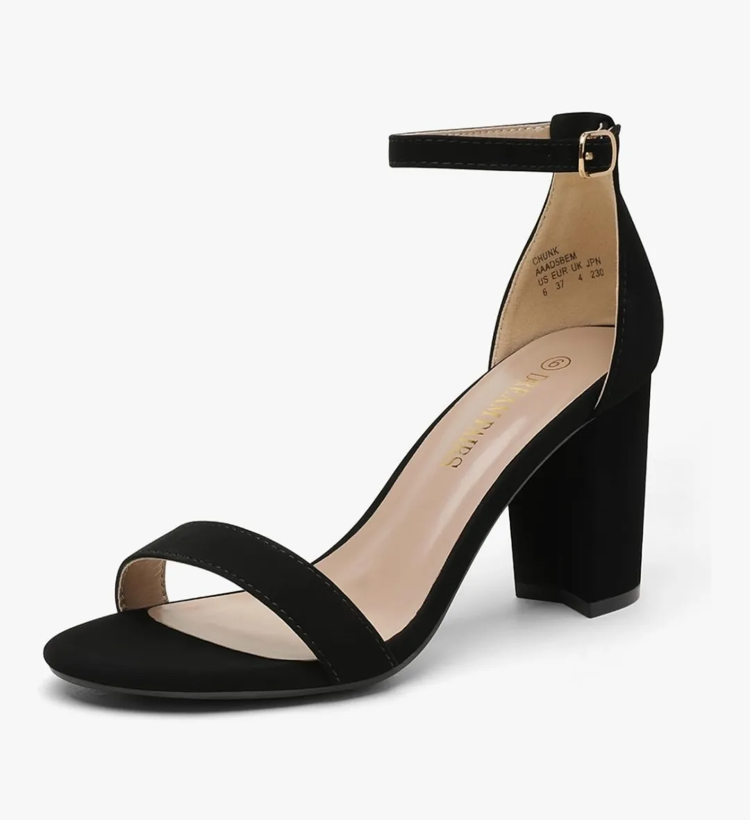Dream Pairs Womens Chunk Low Heel Pump Sandals, Black Nubuck 6.5 image indicator(3)