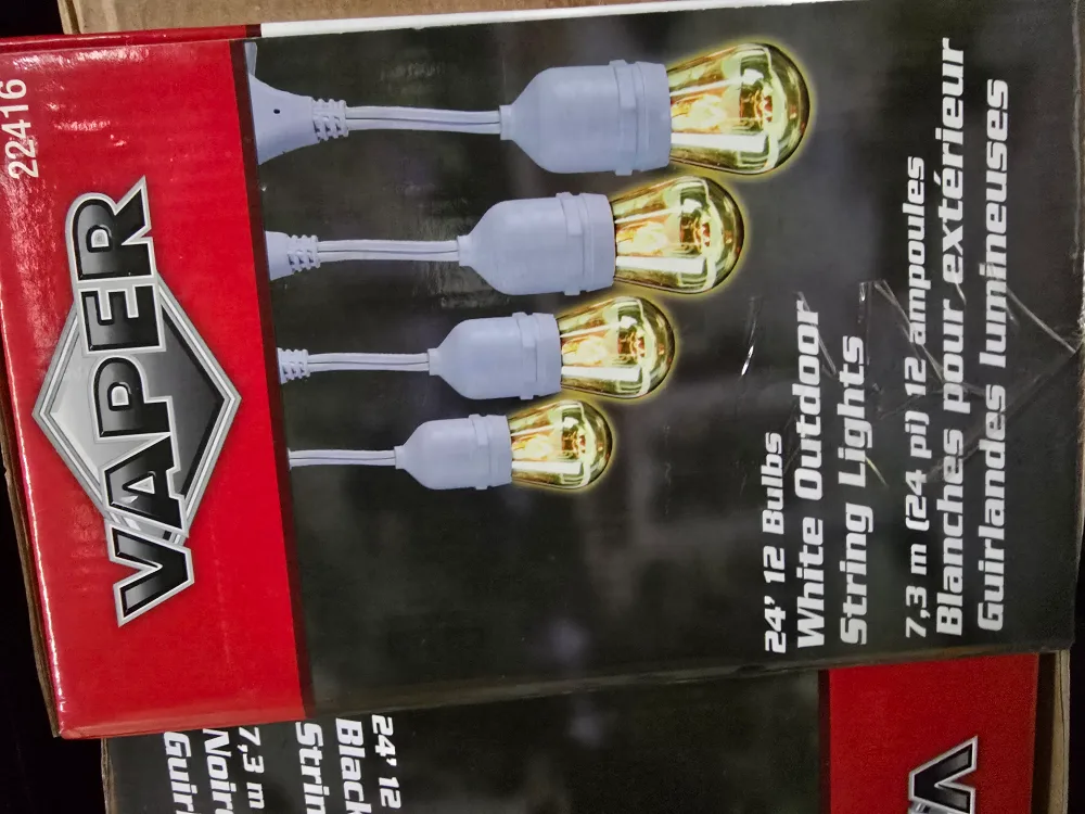 Vaper 24' 12 Bulbs White Outdoor String Lights