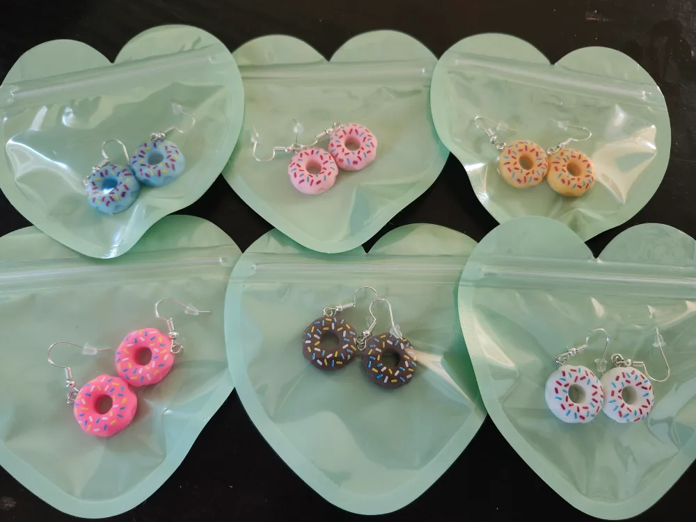 Cute Donut Earrings - Assorted Colours thumbnail