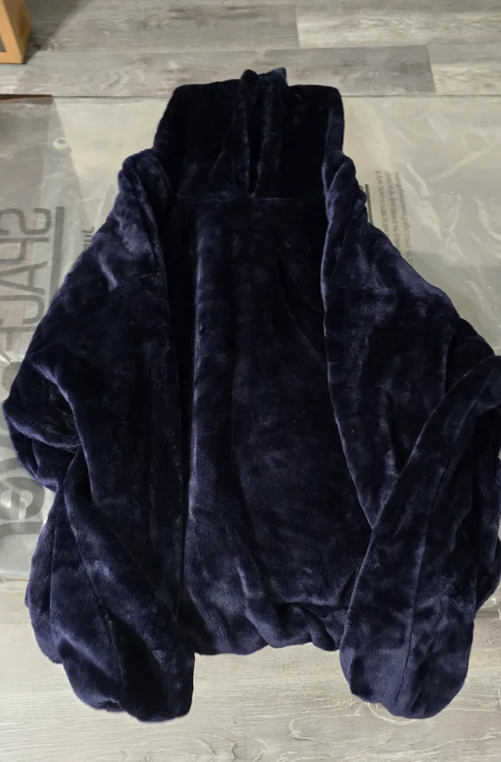 The Comfy velvet hoodie- Navy xl thumbnail