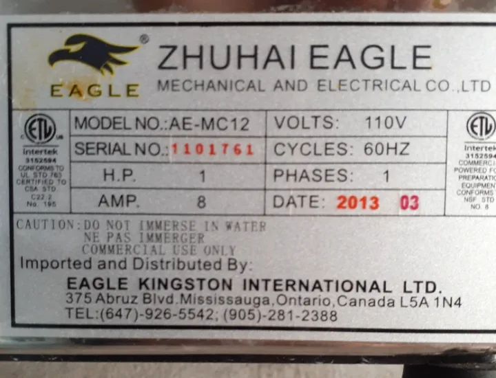 Zhuhai Eagle AE-MC12 Meat Grinder image indicator(6)