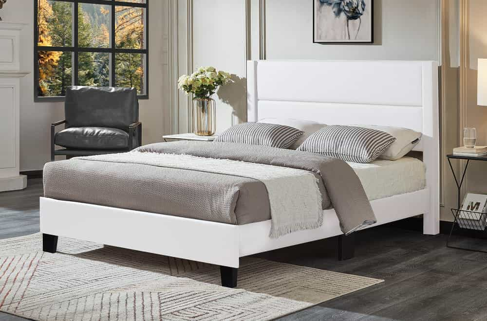 Queen Size White PU Bed Frame + Mattress- New in Box