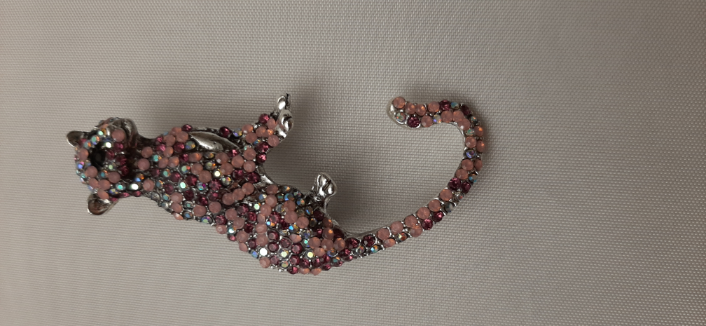 Pink Rhinestone Panther Brooch - photo 2