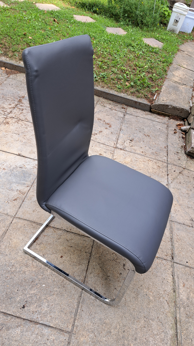 Grey Dining Chair with Chrome Legs - photo 2