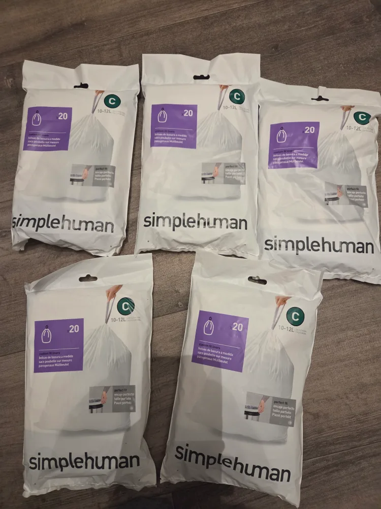 Simplehuman Custom Fit Trash Bags, Size C, 20 Count