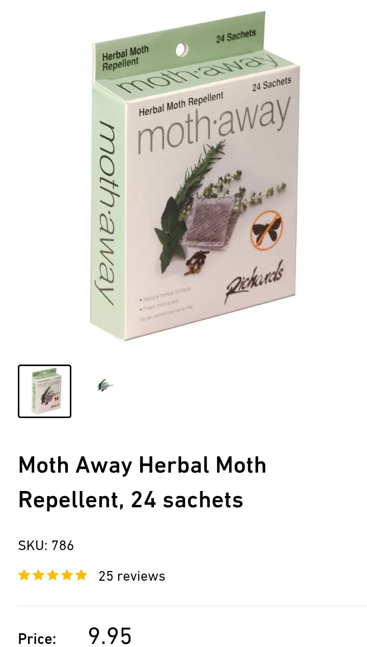 Moth Away Herbal Moth Repellent - 24 Sachets thumbnail