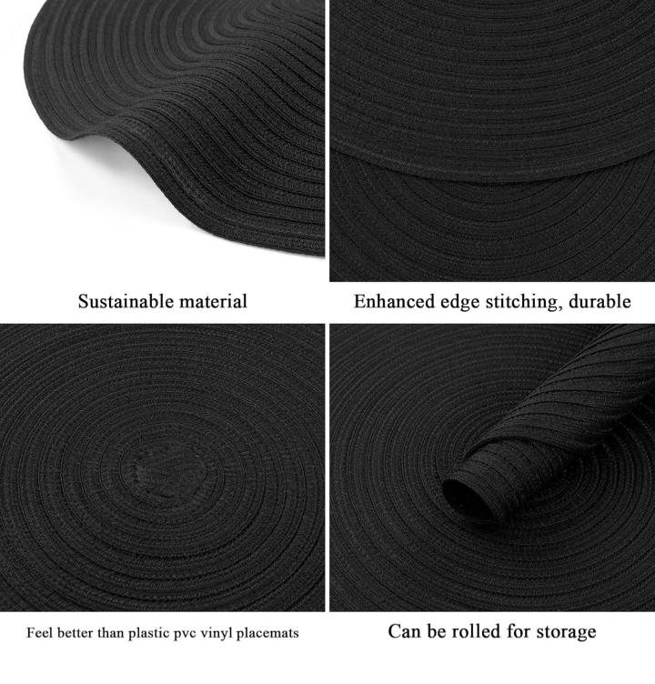 Round Braided Placemats Set of 8 - 15 inch (Black) - photo 2