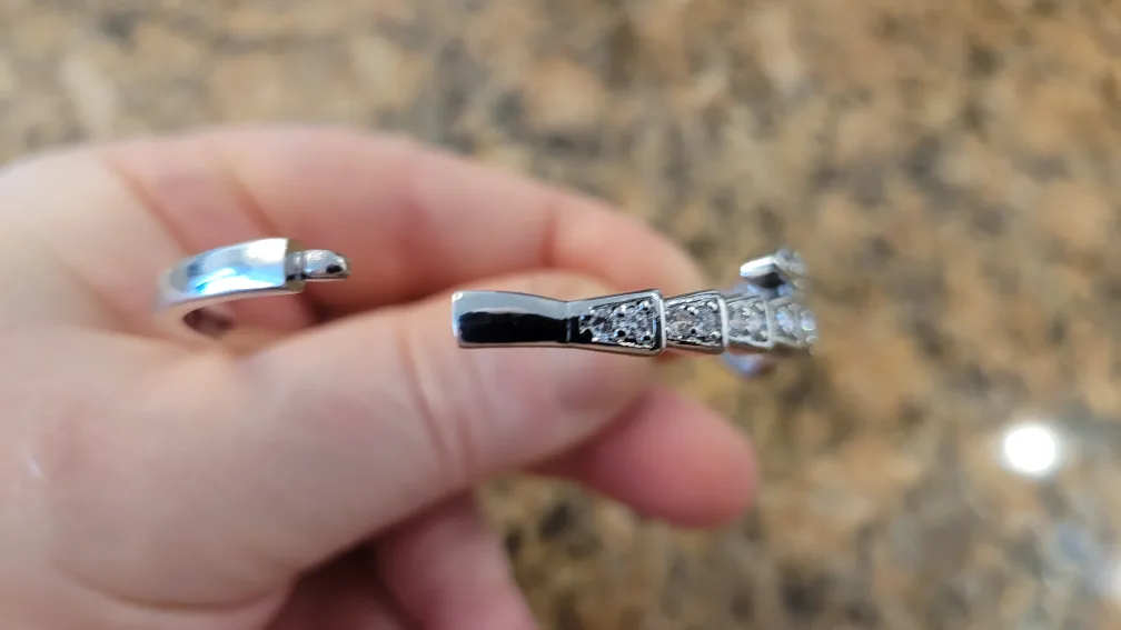 Silver Half Body Snake Bangle Bracelet with Rhinestones image indicator(3)