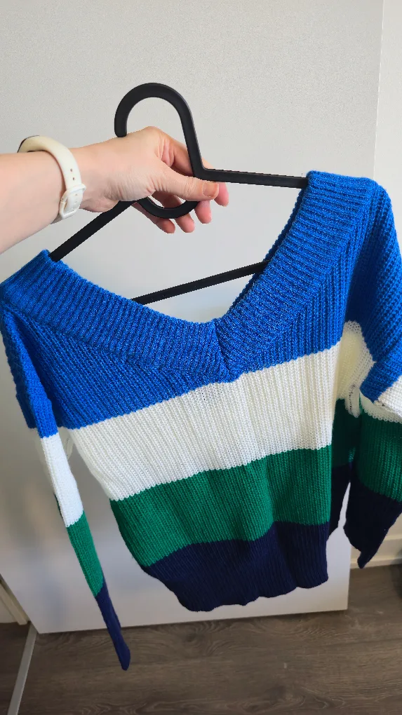 XS/TP Striped Sweater - Blue, White, Green image indicator(2)