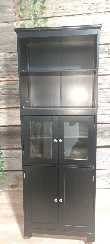 Black Bookcase with Glass Doors thumbnail