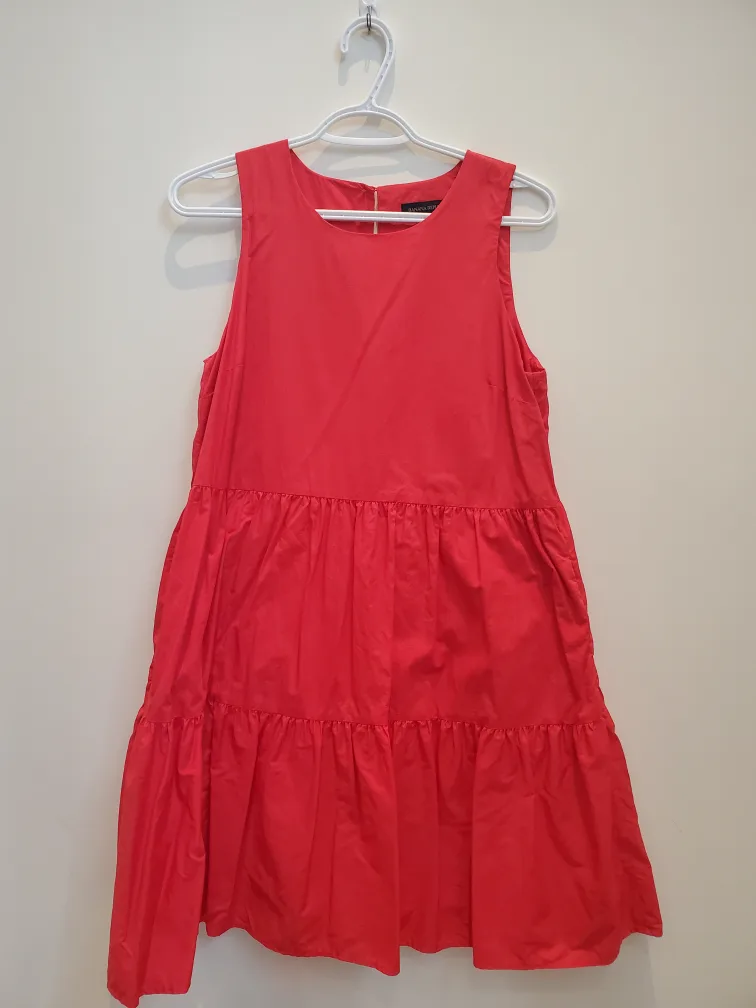 Banana Republic Red Tiered Sleeveless Dress thumbnail