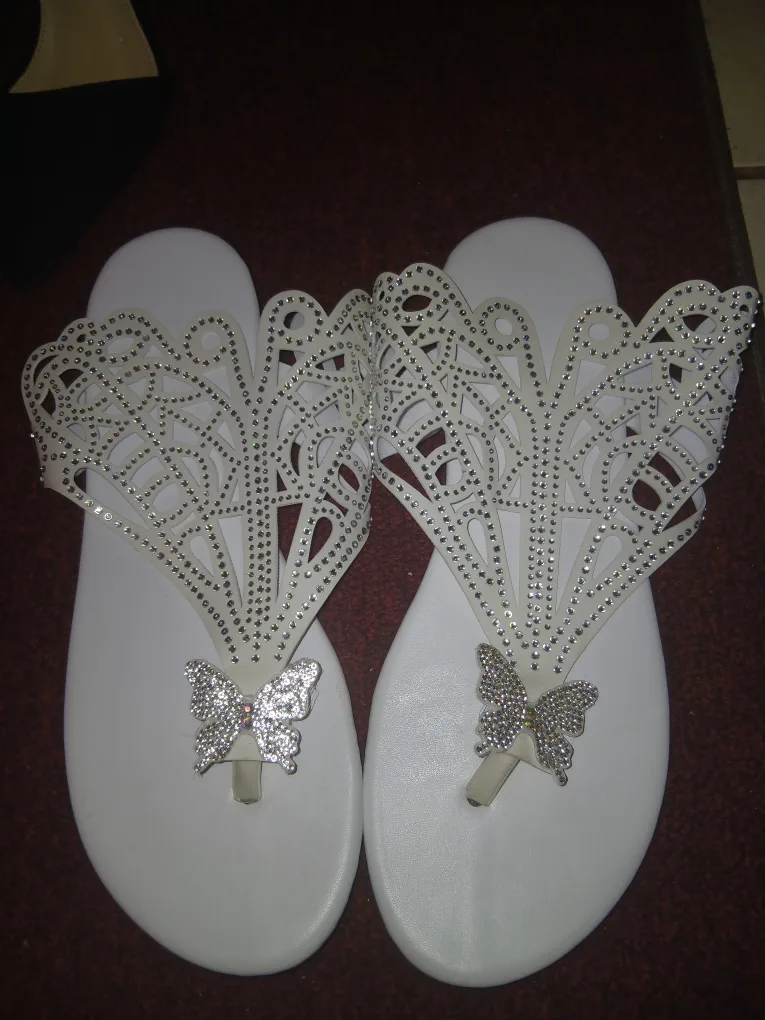 White Embellished Butterfly Sandals thumbnail