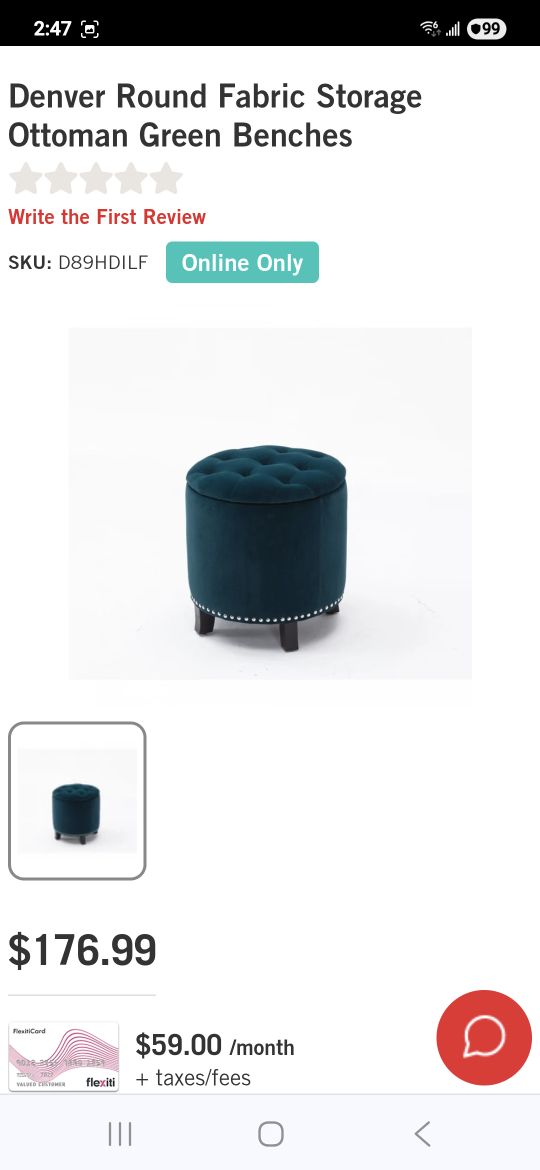 Pair of Denver Round Fabric Storage Ottoman - Green - photo 5