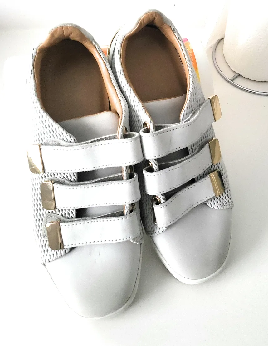 Aldo White Leather Sneakers with Gold Accents image indicator(2)