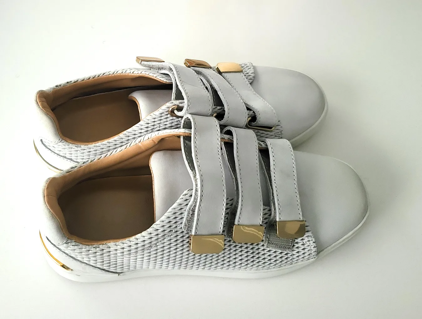 Aldo White Leather Sneakers with Gold Accents image indicator(3)