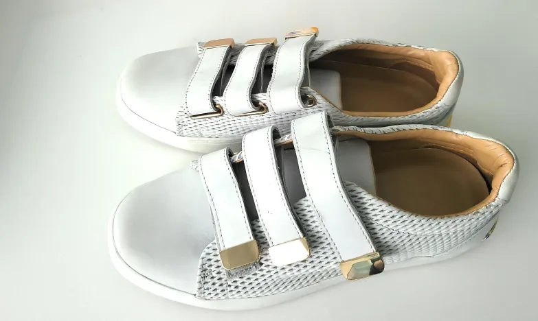 Aldo White Leather Sneakers with Gold Accents image indicator(4)