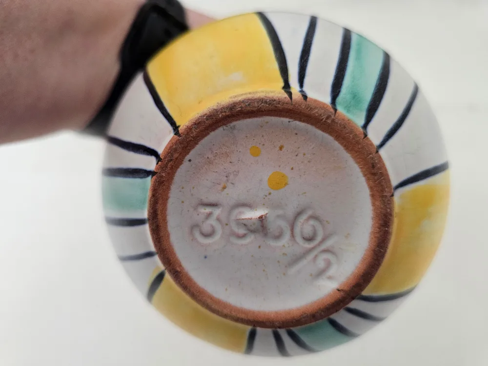 Vintage MCM Ceramic Vase - Yellow & Teal image indicator(2)