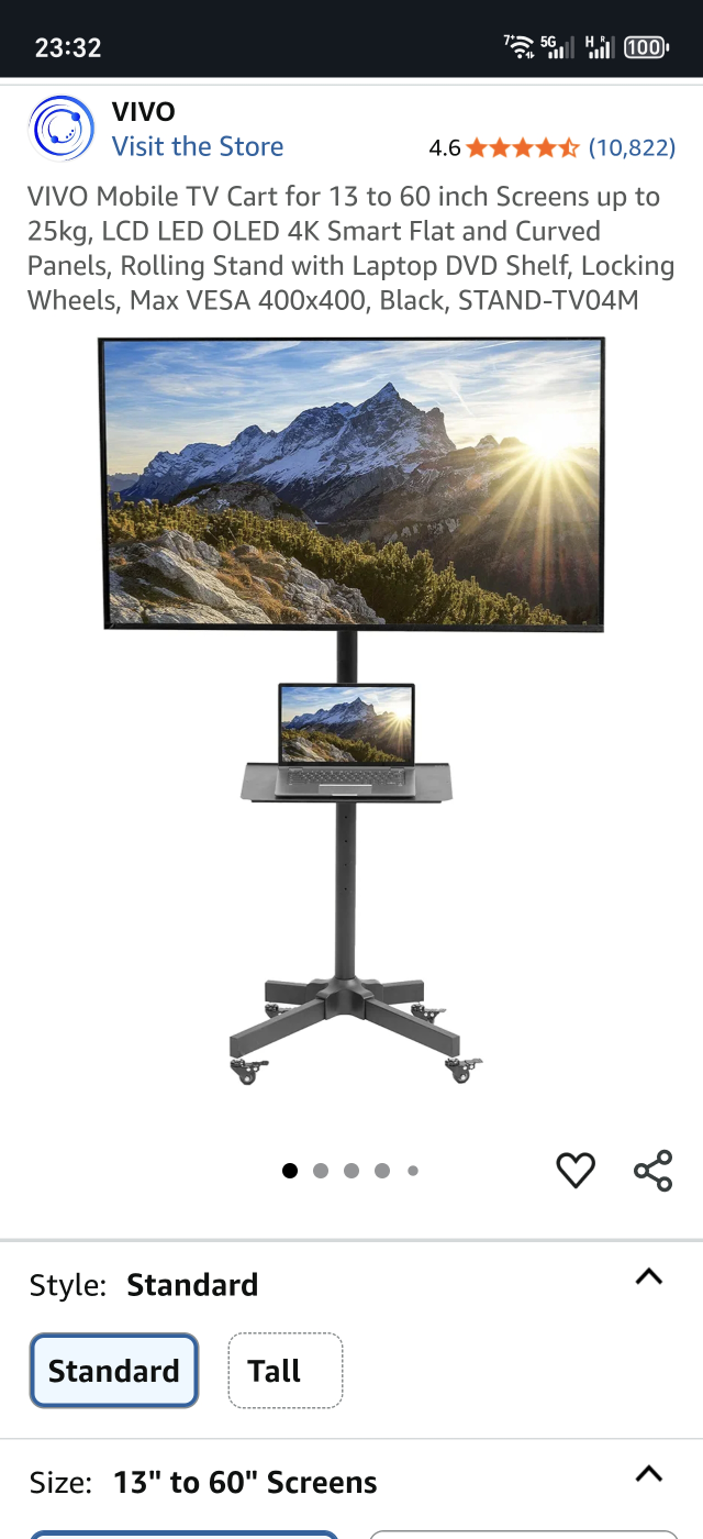 VIVO Mobile TV Cart Stand for 13-60 inch TVs