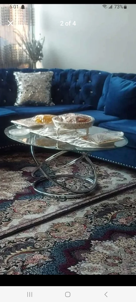 Glass and Chrome Accent Table