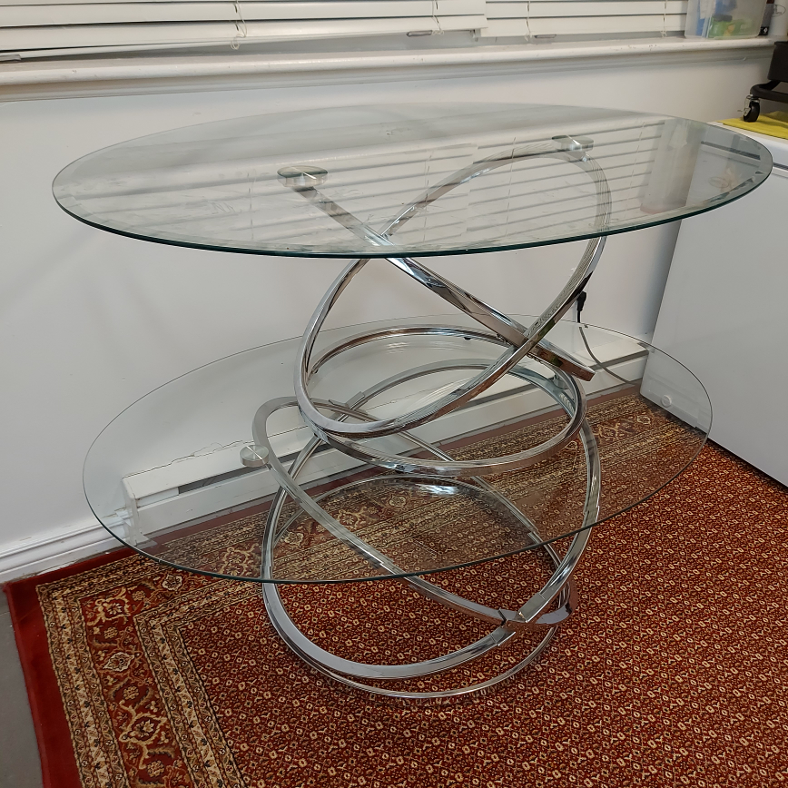 Glass and Chrome Accent Table - photo 2
