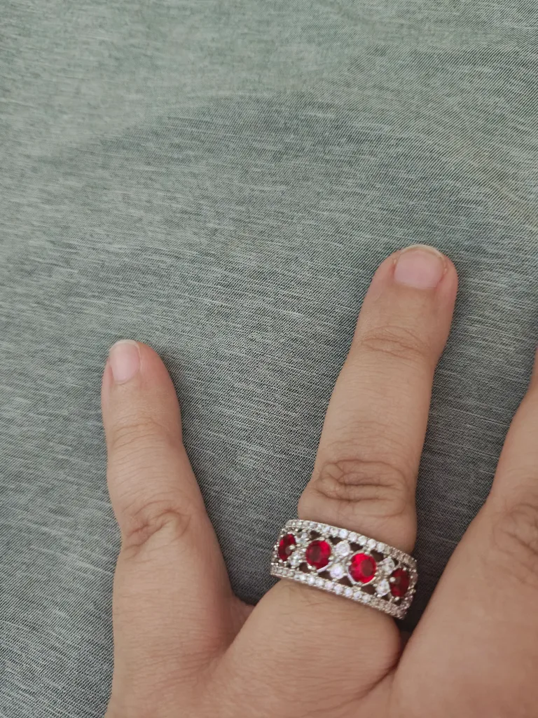 Red And Clear Gemstone Ring thumbnail