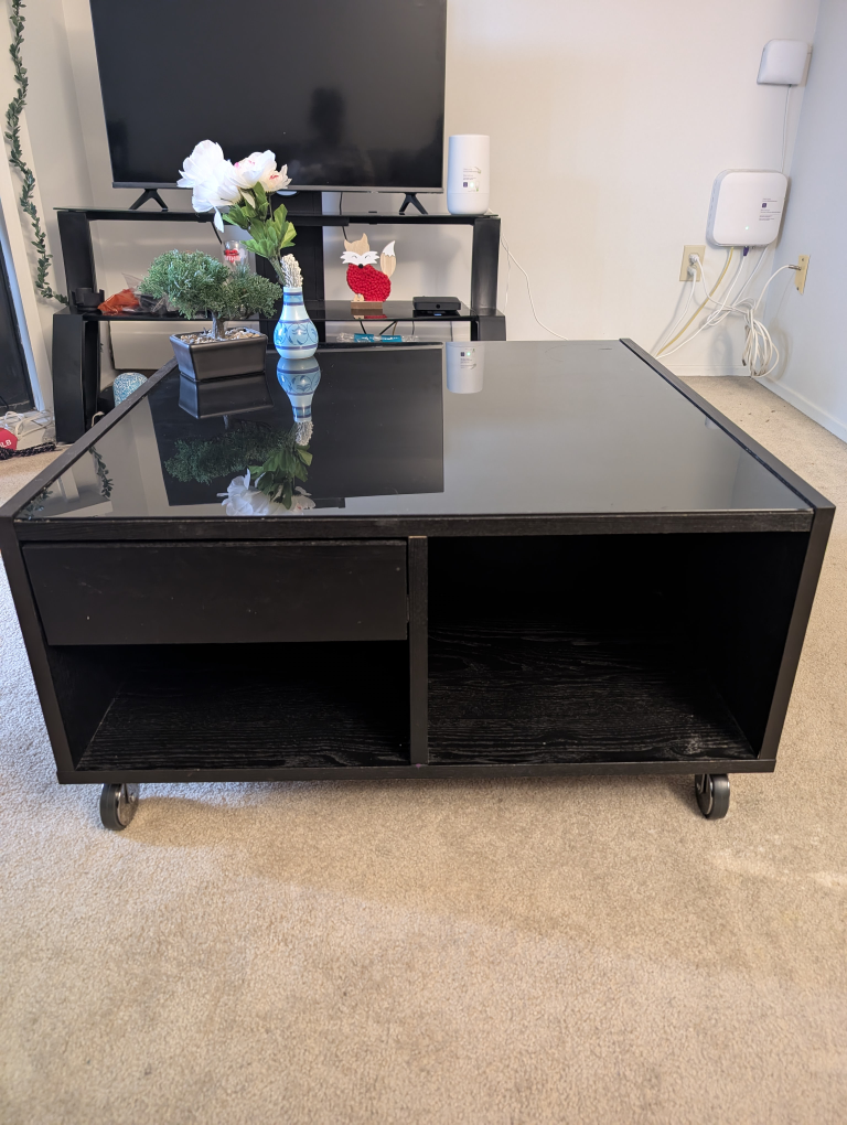 Black Glass Top Coffee Table