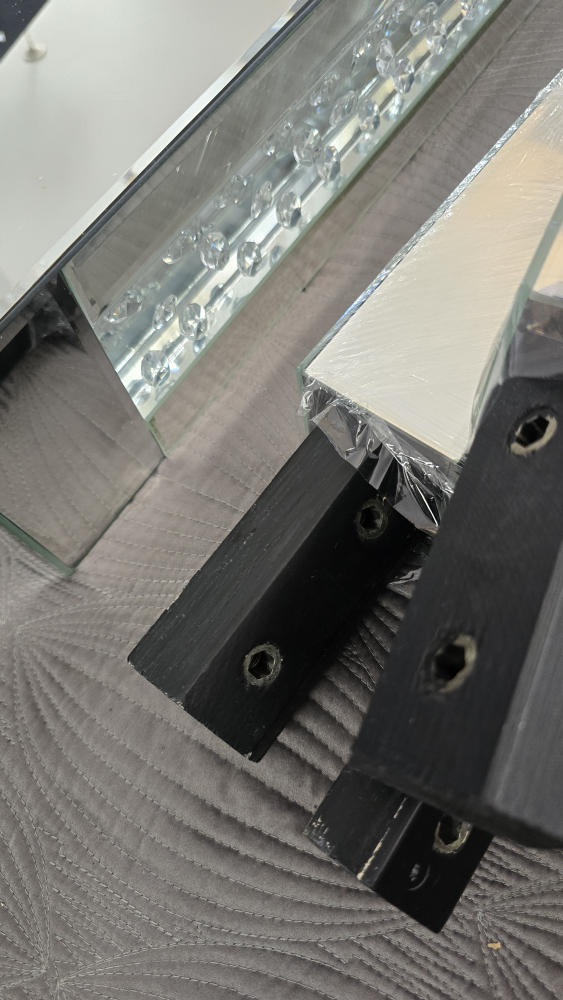 Silver Mirrored side Table with Crystal Accents - photo 3