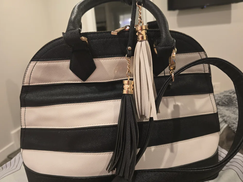 Striped Dome Satchel Handbag thumbnail