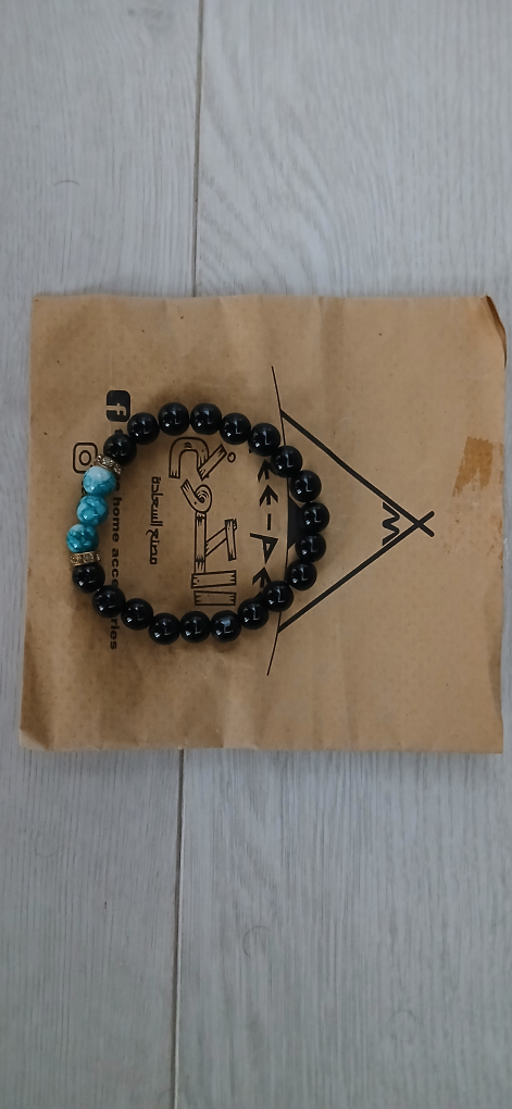 egyptian Handmade Beaded Bracelet - Black & Blue