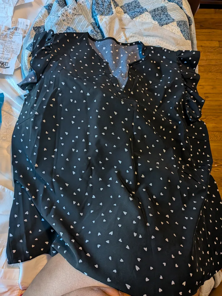 Black Blouse  with White Hearts ❤️ thumbnail