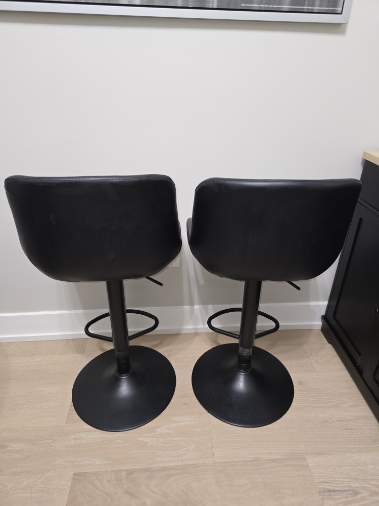 Set of 2 Black Leather Bar Stools - photo 3