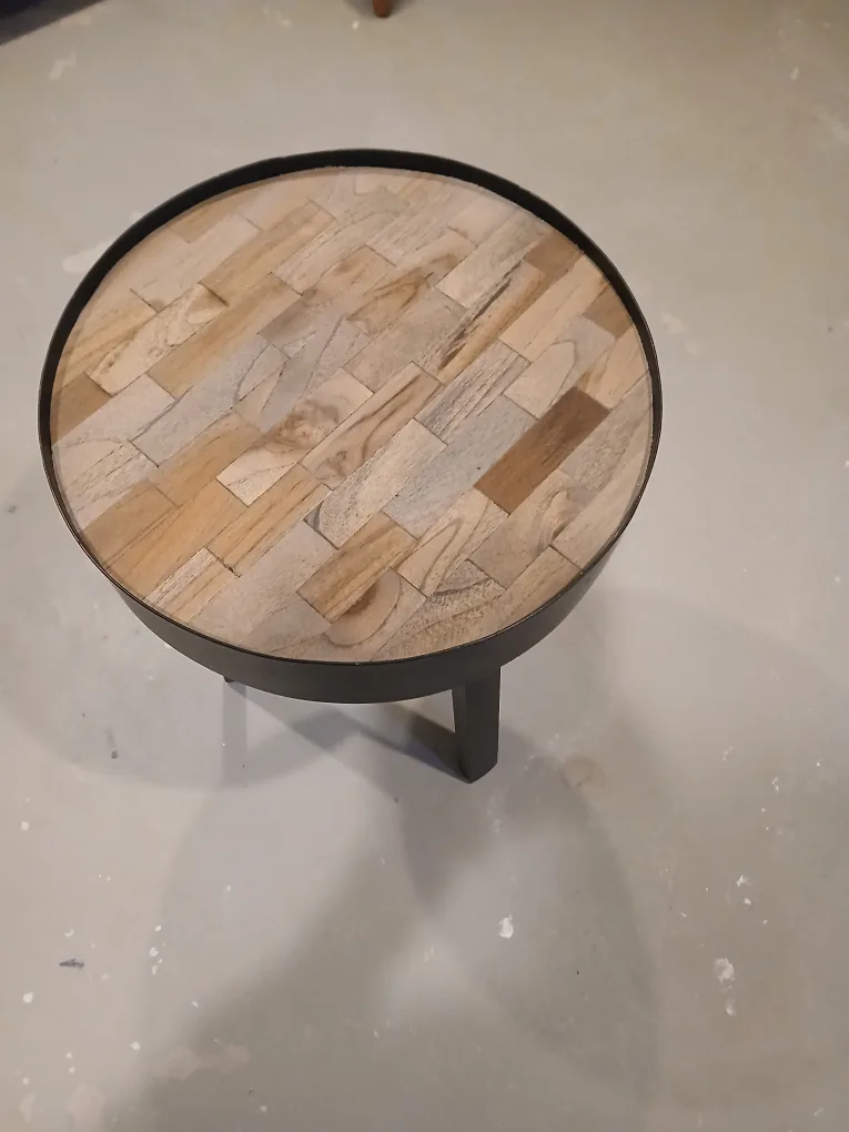 Round Wood Mosaic Coffee Table thumbnail