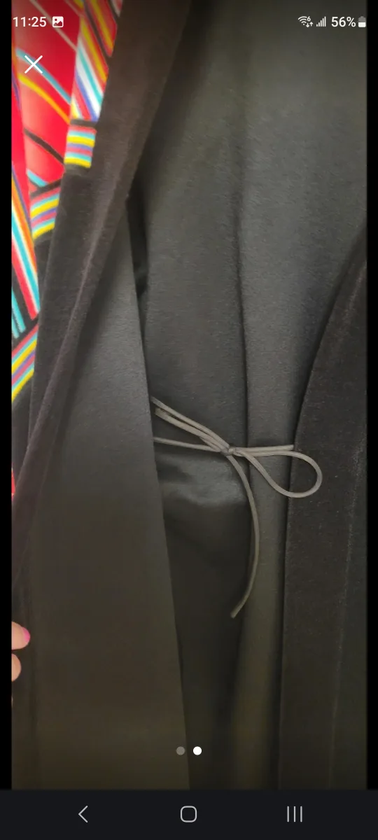 Vintage velvet black kimono robe with colorful geometric pattern image indicator(2)