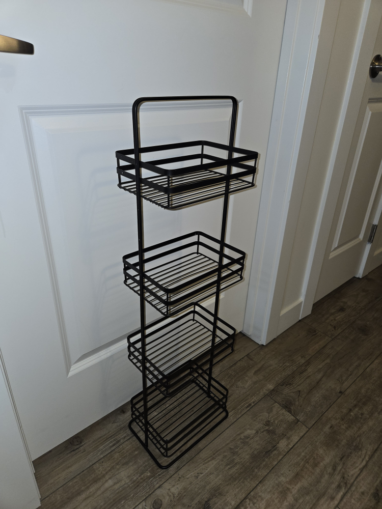 Black Metal 4-Tier Bathroom Shelf