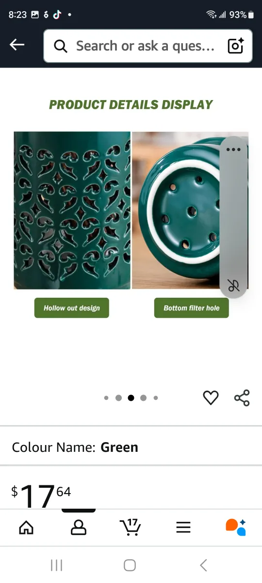 Green Ceramic Planter with Hollow Out Design thumbnail