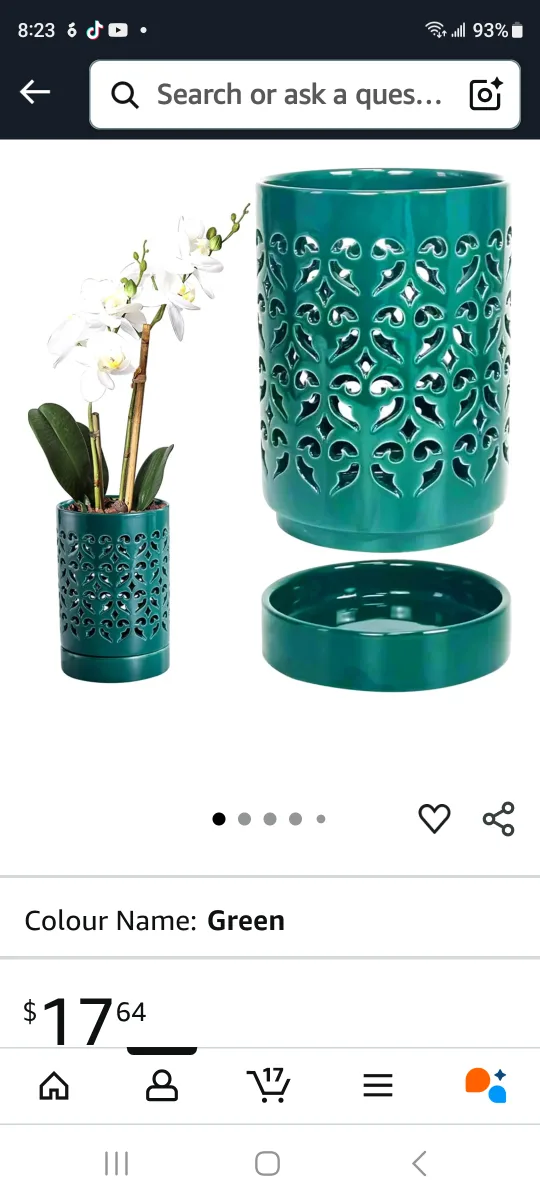 Green Ceramic Planter with Hollow Out Design image indicator(2)