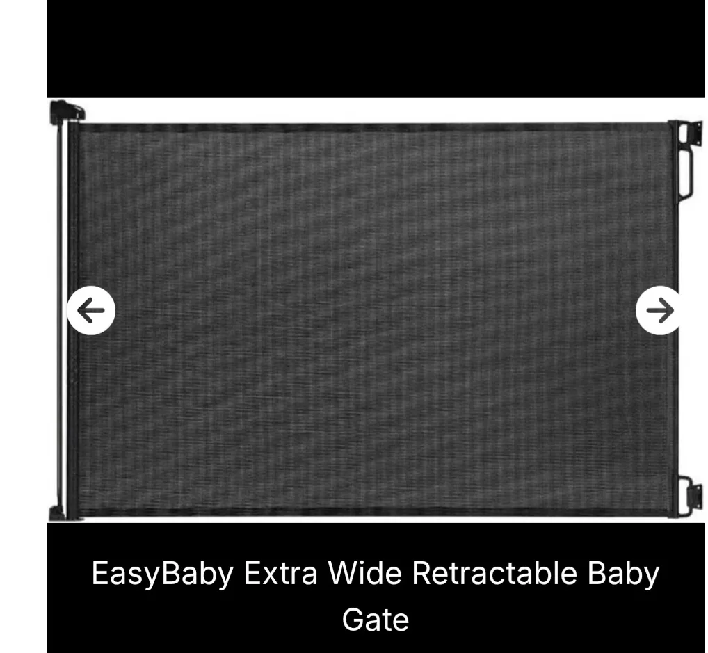 New EasyBaby Black Extra Wide Mesh Retractable Gate – 33 x 77 in thumbnail
