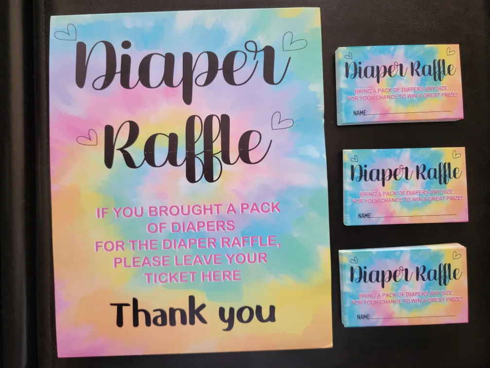 Tie Dye Diaper Raffle Sign & Tickets thumbnail