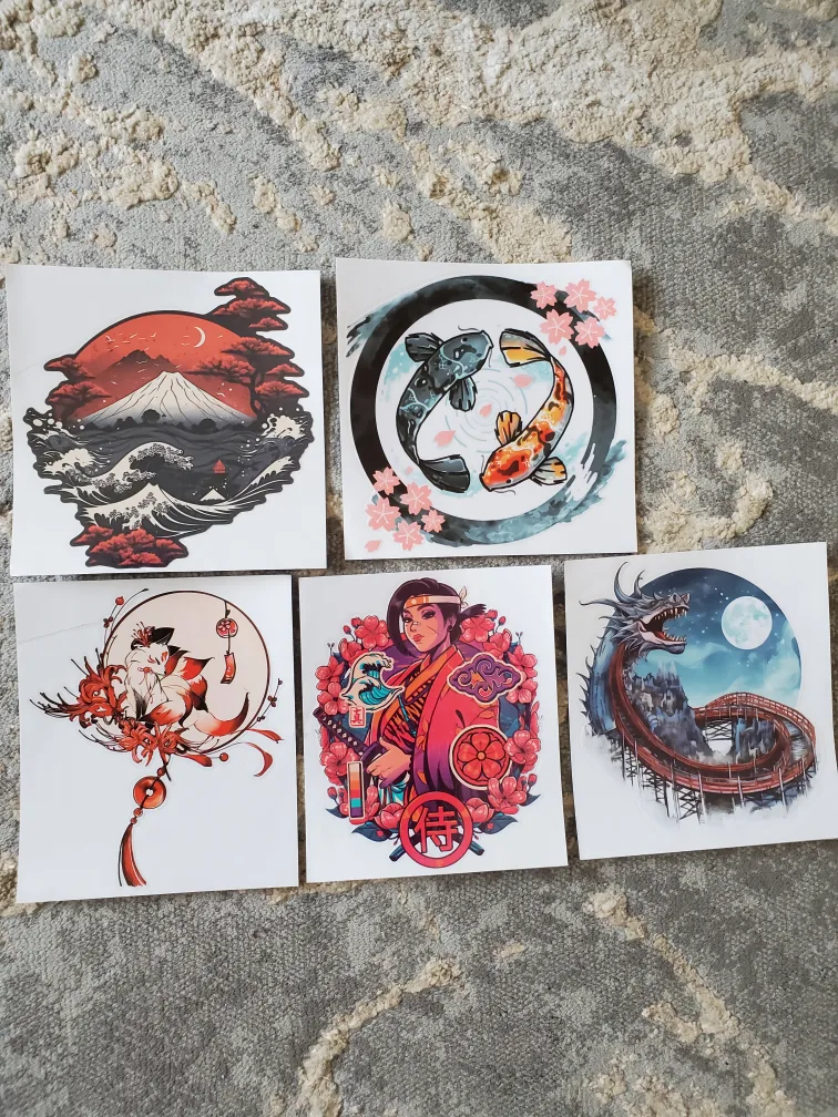 Japanese Style Samurai Geisha Vinyl Waterproof Stickers image indicator(7)