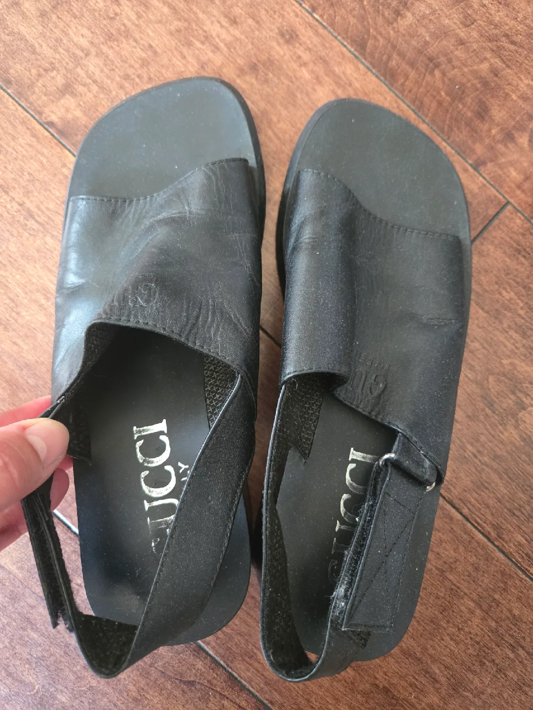 Gucci Black Leather Strap Sandals - Size 6 thumbnail