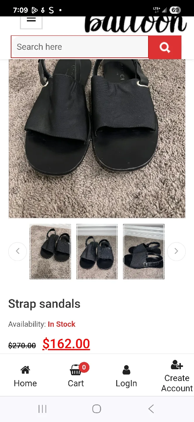 Gucci Black Leather Strap Sandals - Size 6 image indicator(5)