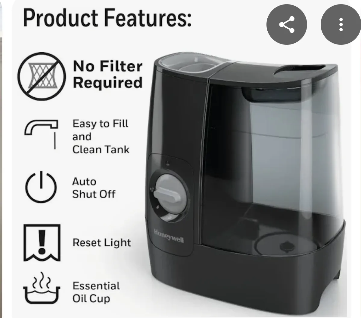 Honeywell Black Humidifier - No Filter Needed! thumbnail