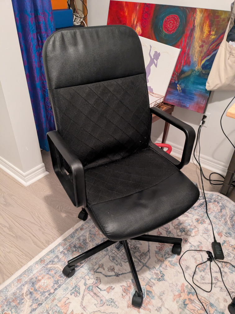 Ikea Black Office Chair partial leather design