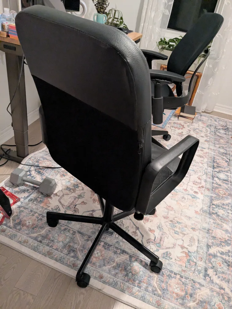 Ikea Black Office Chair partial leather design image indicator(2)