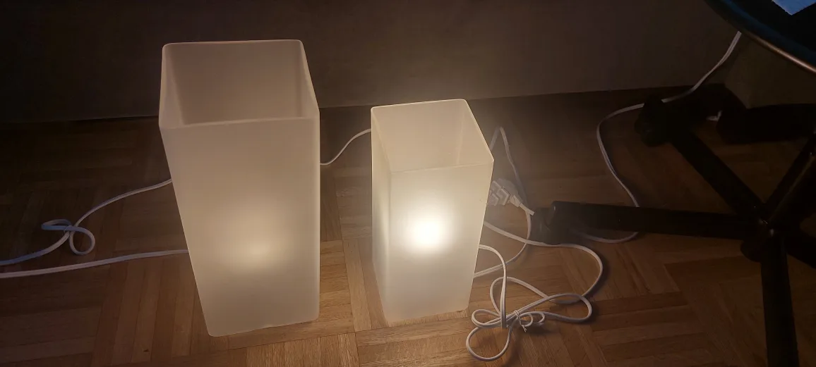 Pair of White Frosted Glass Table Lamps image indicator(8)
