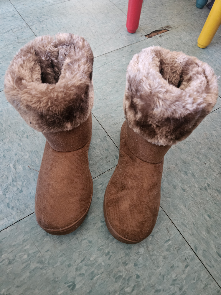 Brown Faux Suede Winter Boots