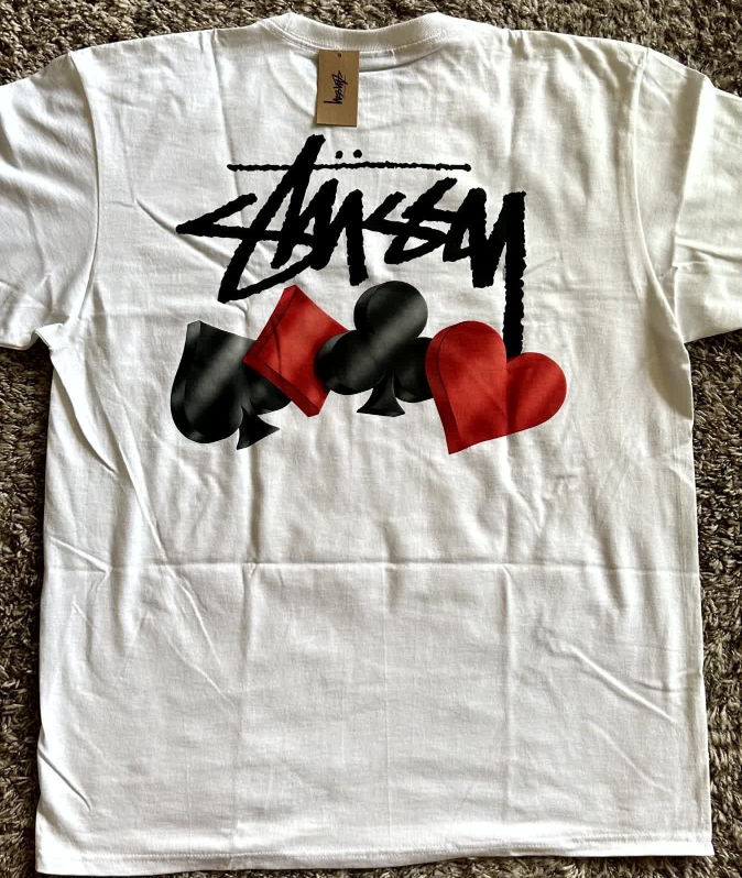 Stussy Poker Suits Tee, White, Size M